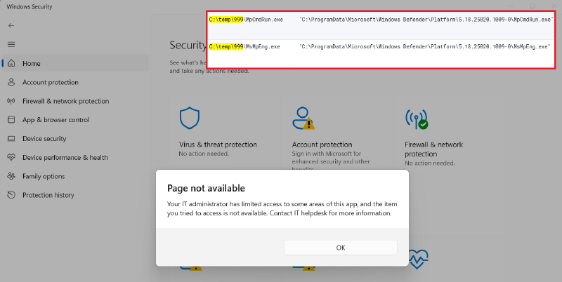 Disabled Windows Defender