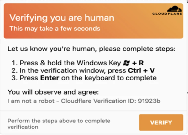 Example of fake captcha