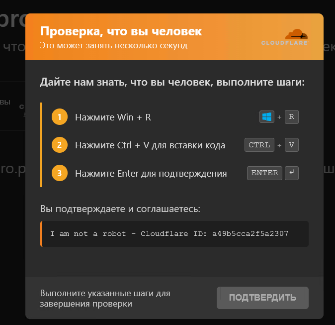 Пример фальшивой капчи